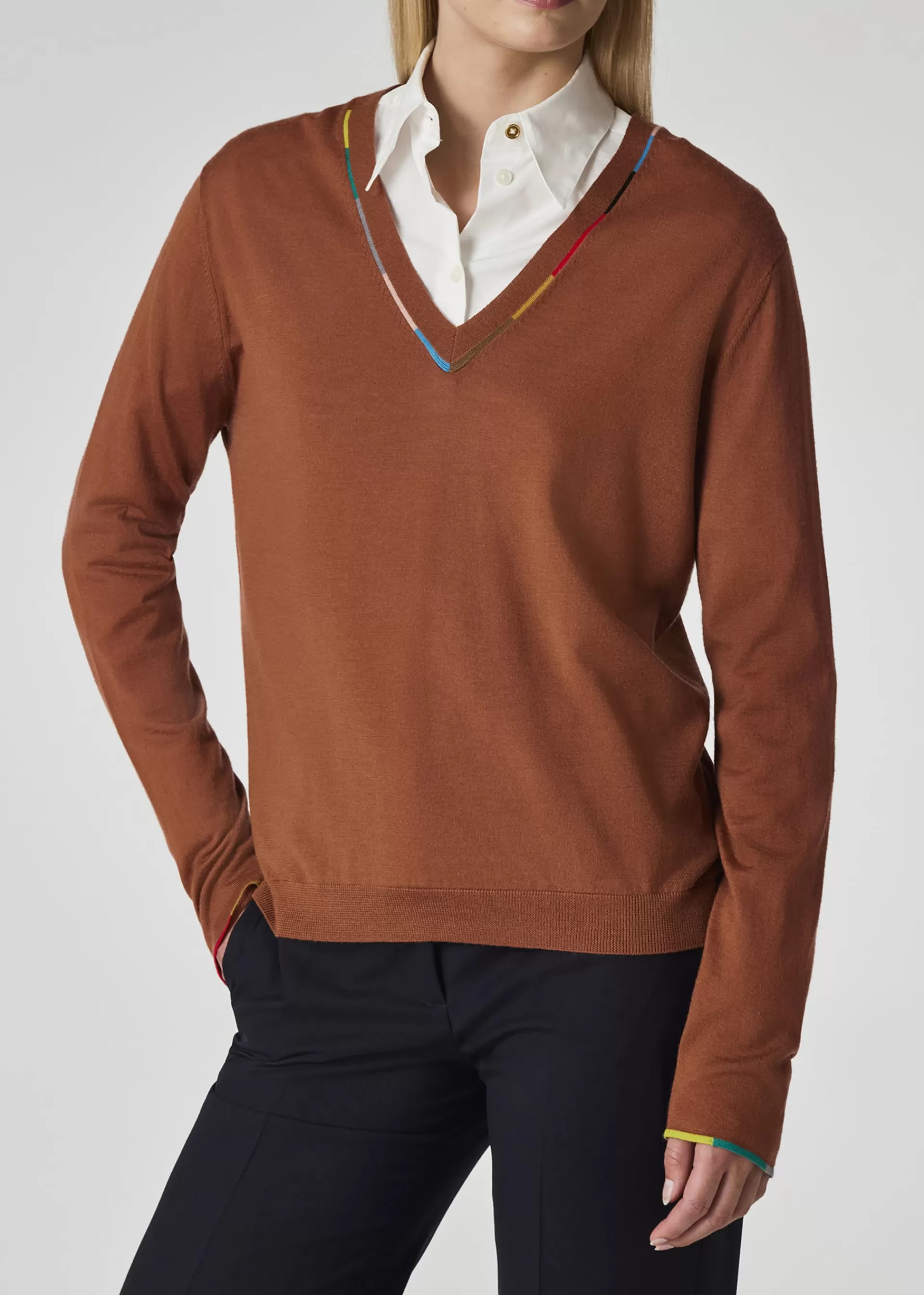 Women's Merino Knitted V Neck Sweater>Paul Smith Best Sale