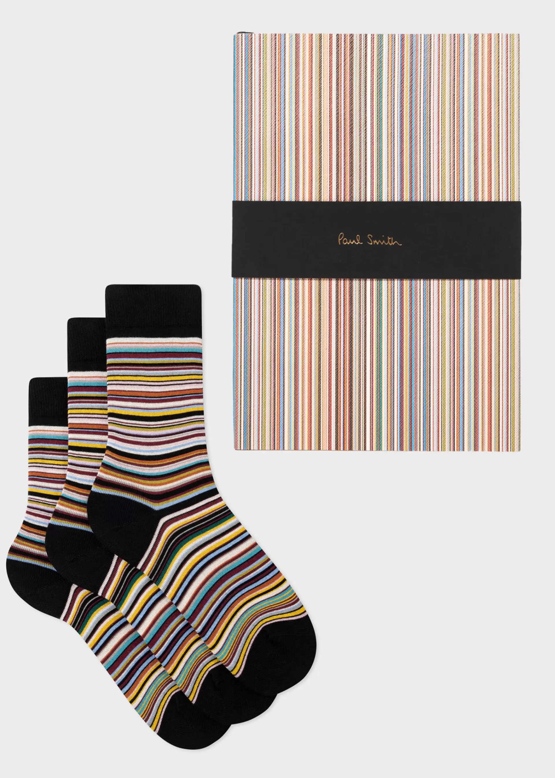 Women's Three Pack 'Signature Stripe' Socks & 'Signature Stripe' Notebook Gift Set>Paul Smith Clearance