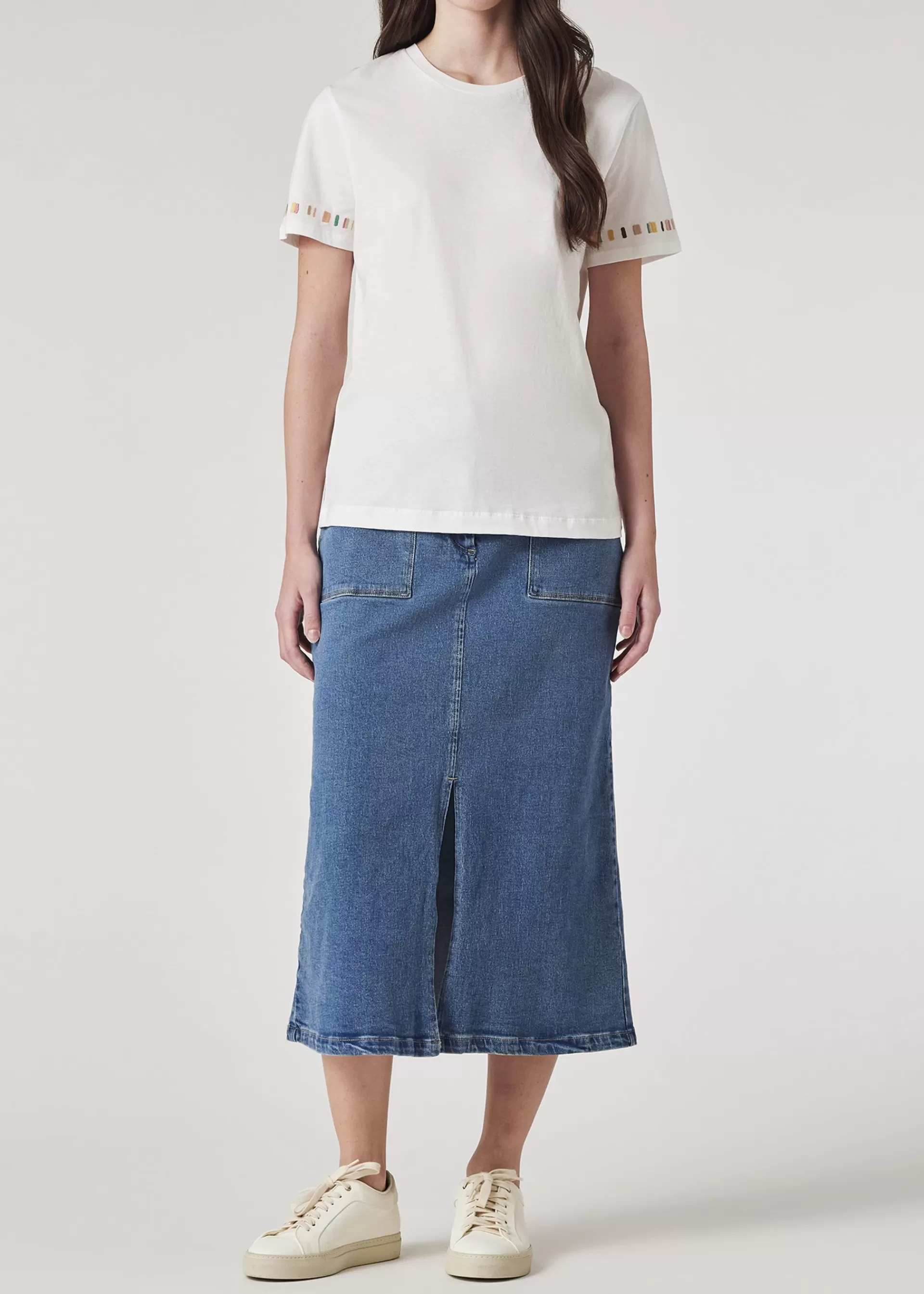 Women's 'Swirl' Stripe Sleeve Embroidered T-Shirt>Paul Smith Cheap