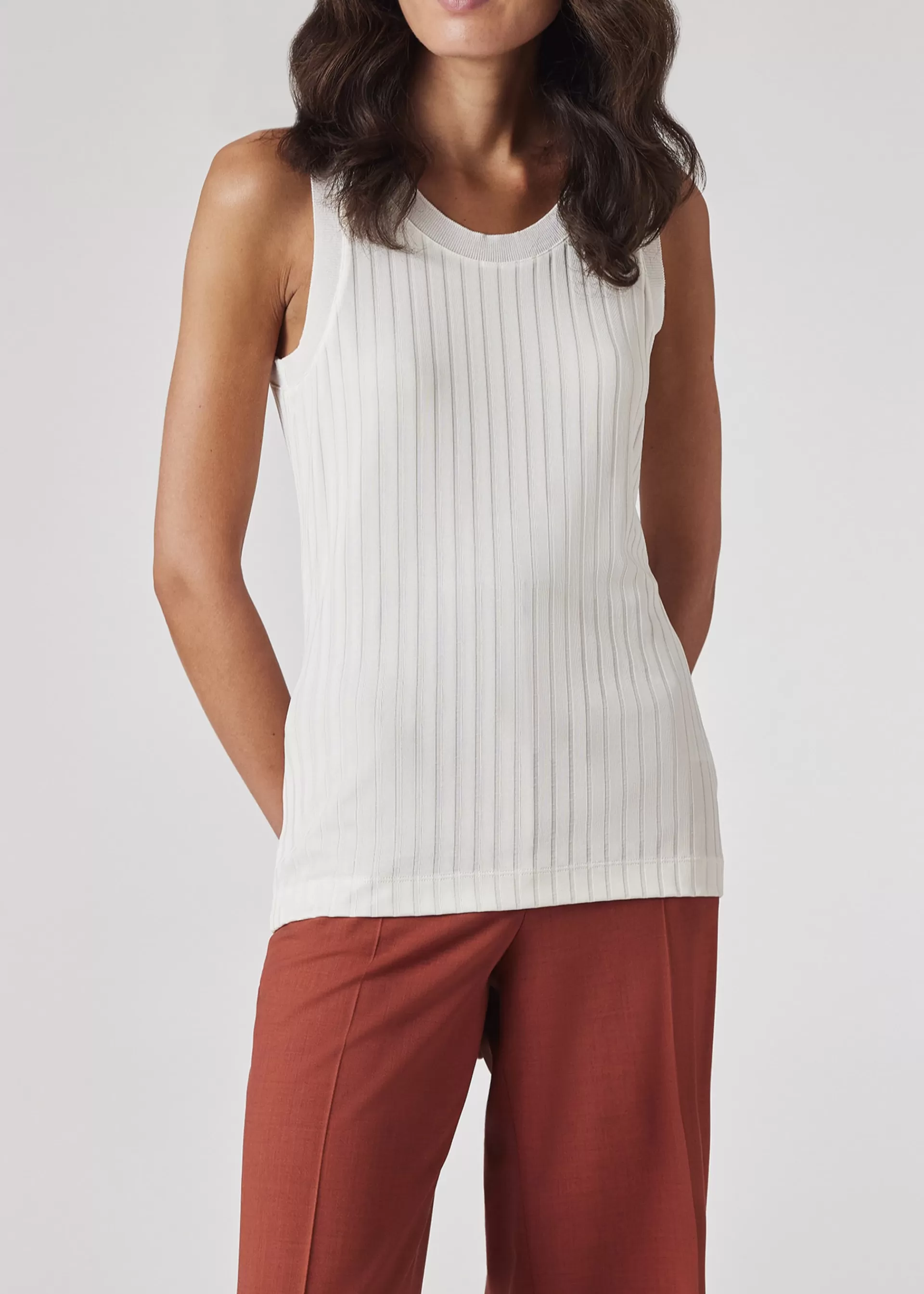 Women's Viscose-Blend 'Signature Stripe' Collar Vest Top>Paul Smith Online