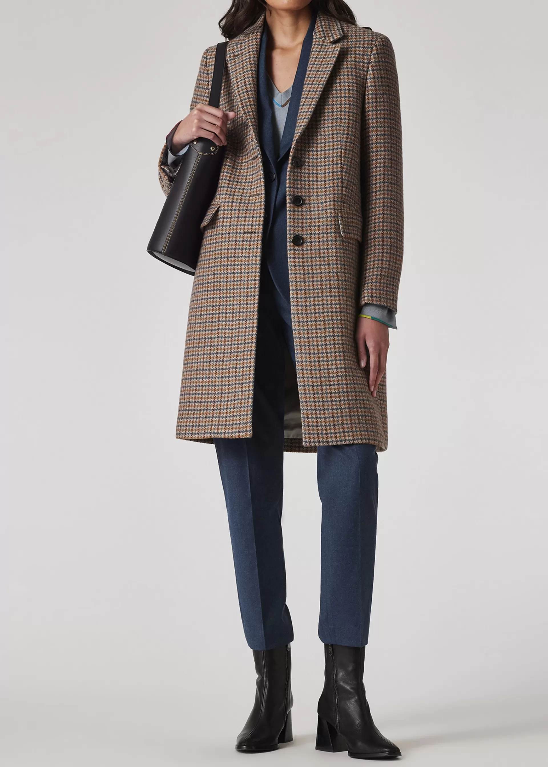 Women's Wool Dogtooth Check Epsom Coat>Paul Smith Discount