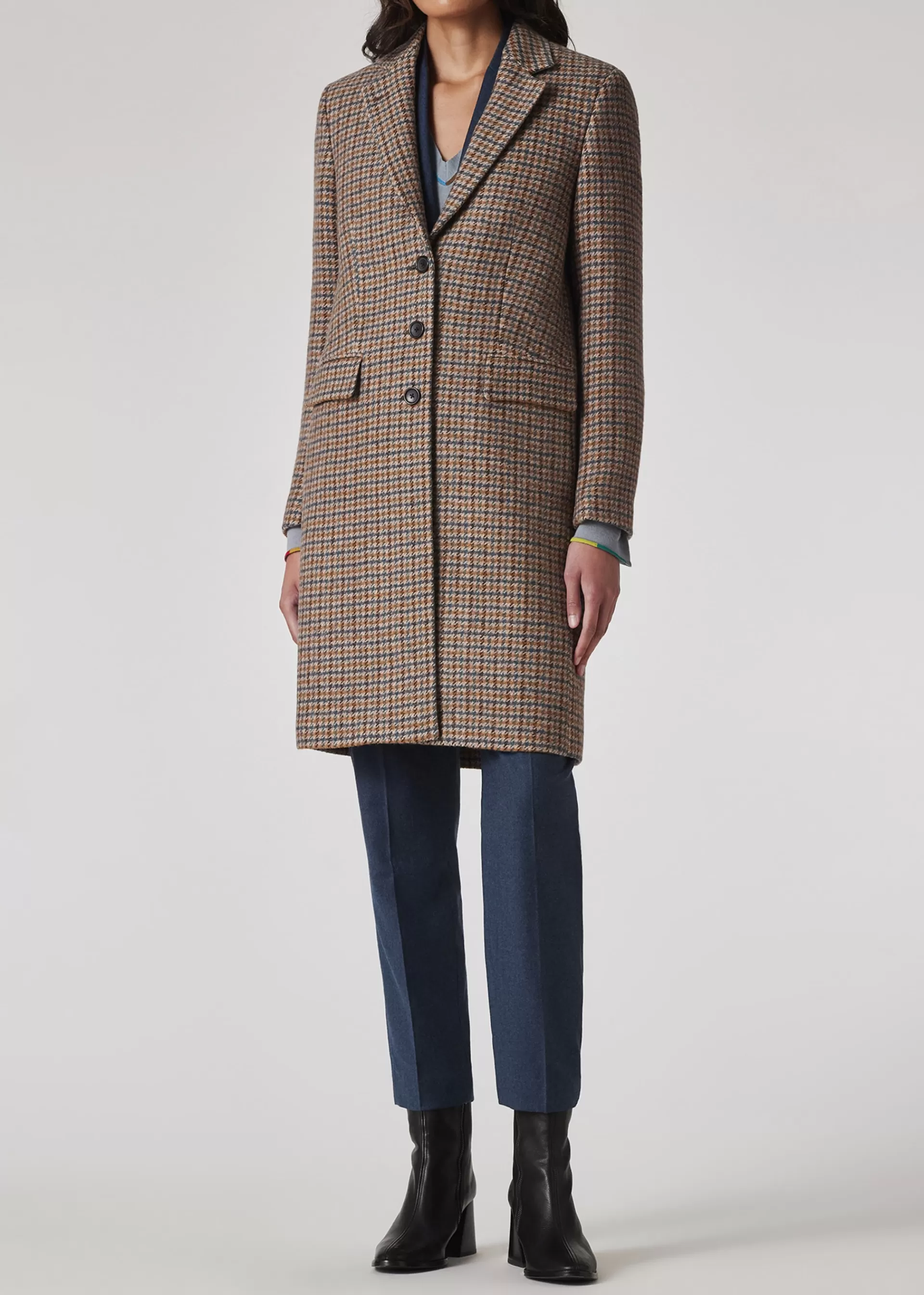 Women's Wool Dogtooth Check Epsom Coat>Paul Smith Discount