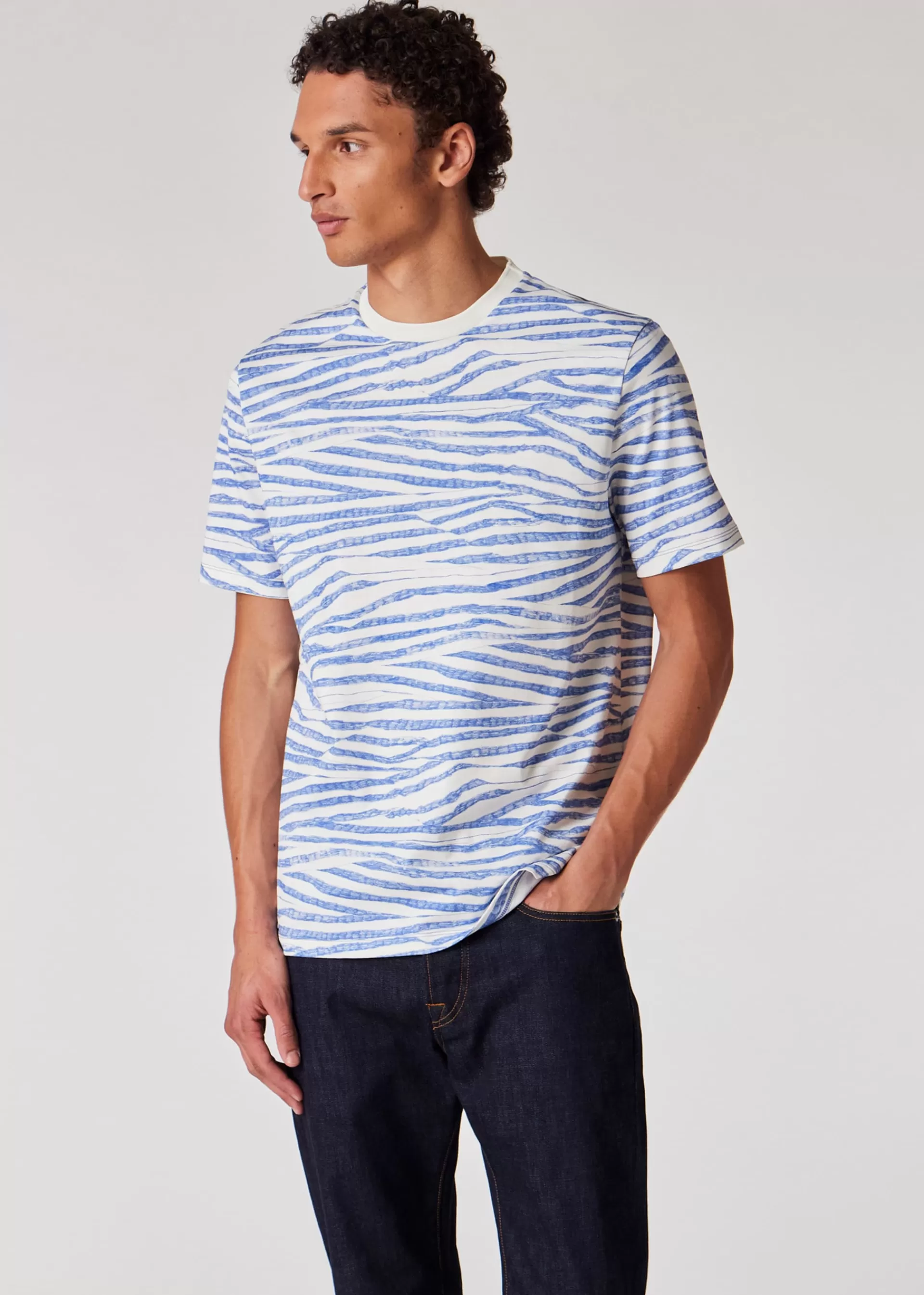 Wood Grain Stripe' Print Cotton T-Shirt>Paul Smith Best