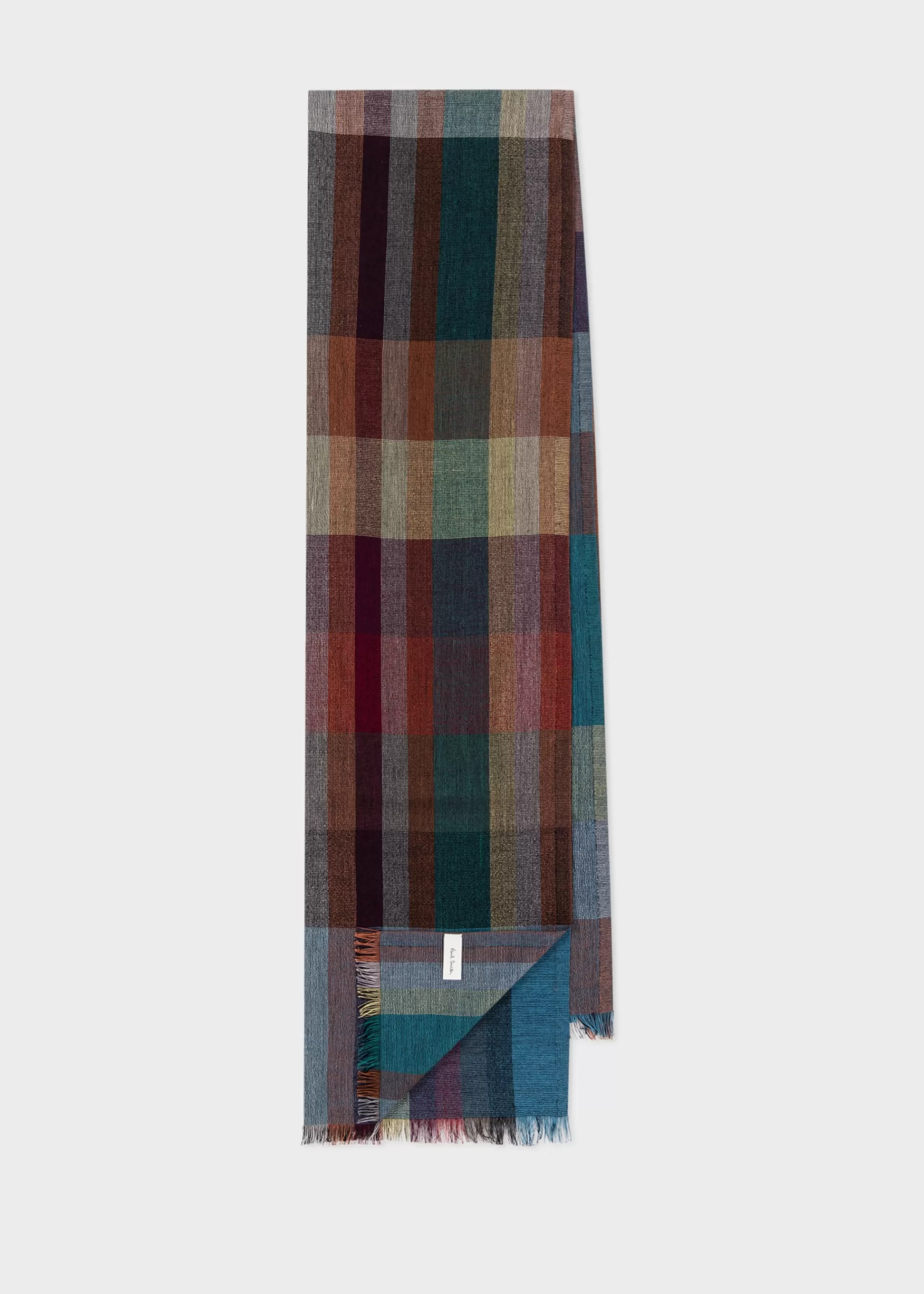 Wool-Silk 'Signature Stripe Check' Scarf>Paul Smith Clearance