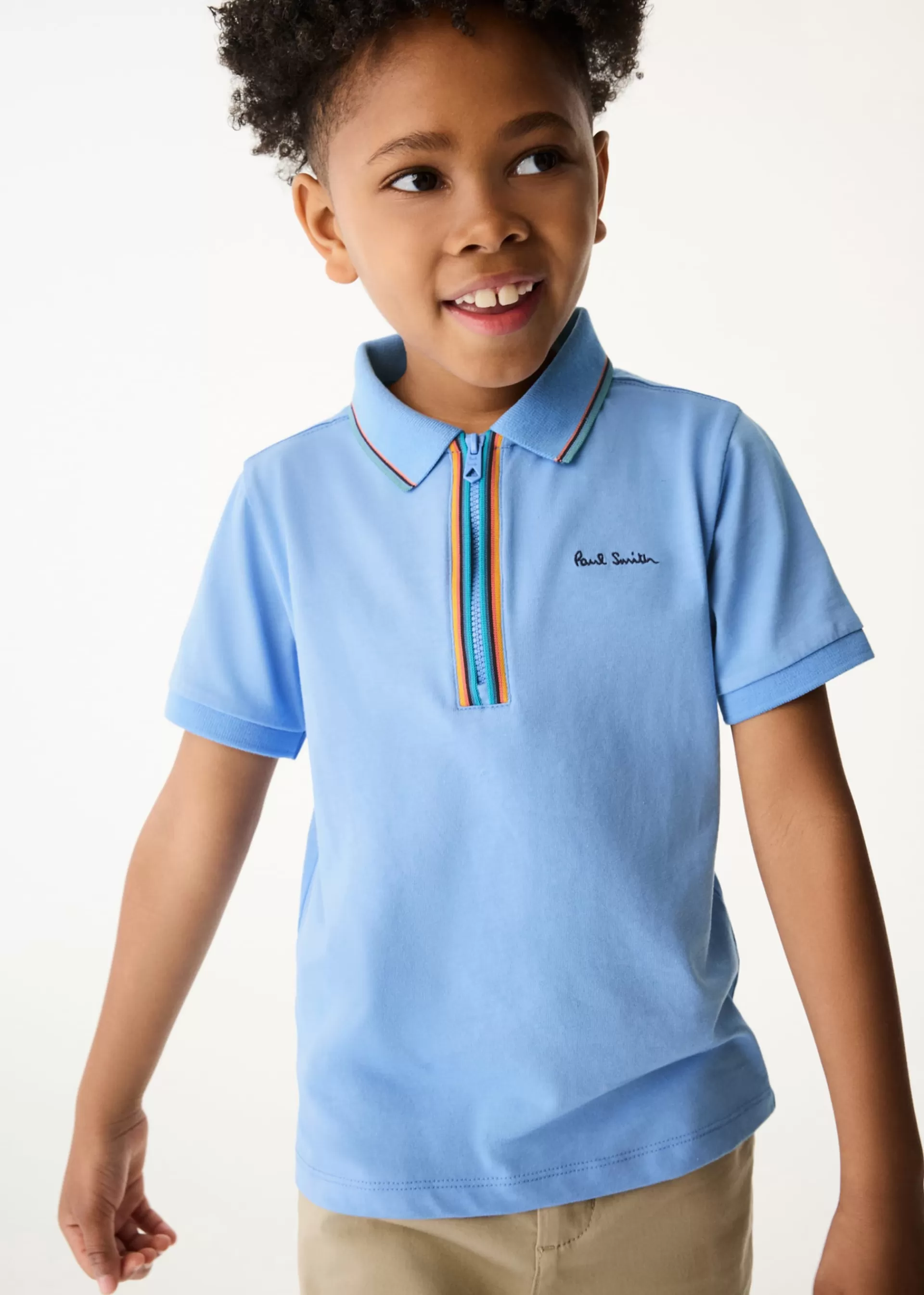 2-13 Years 'Artist Stripe' Zip Polo Shirt>Paul Smith Store