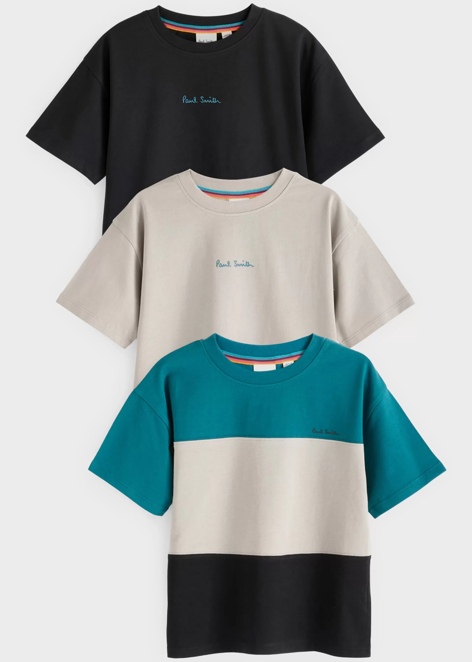 2-13 Years Grey, Black & Colourblock T-Shirts 3 Pack>Paul Smith Sale