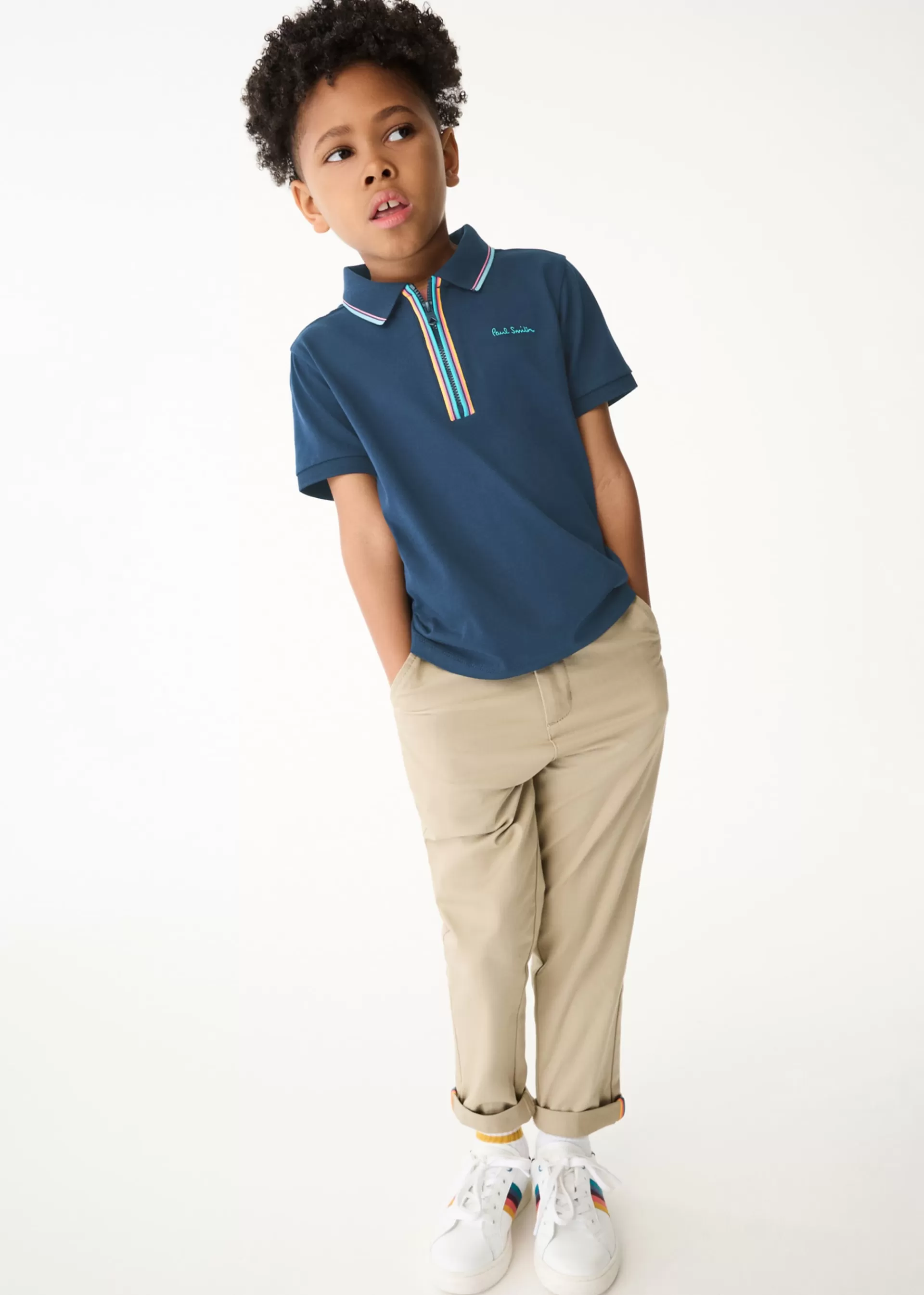 2-13 Years 'Artist Stripe' Zip Polo Shirt>Paul Smith Best Sale