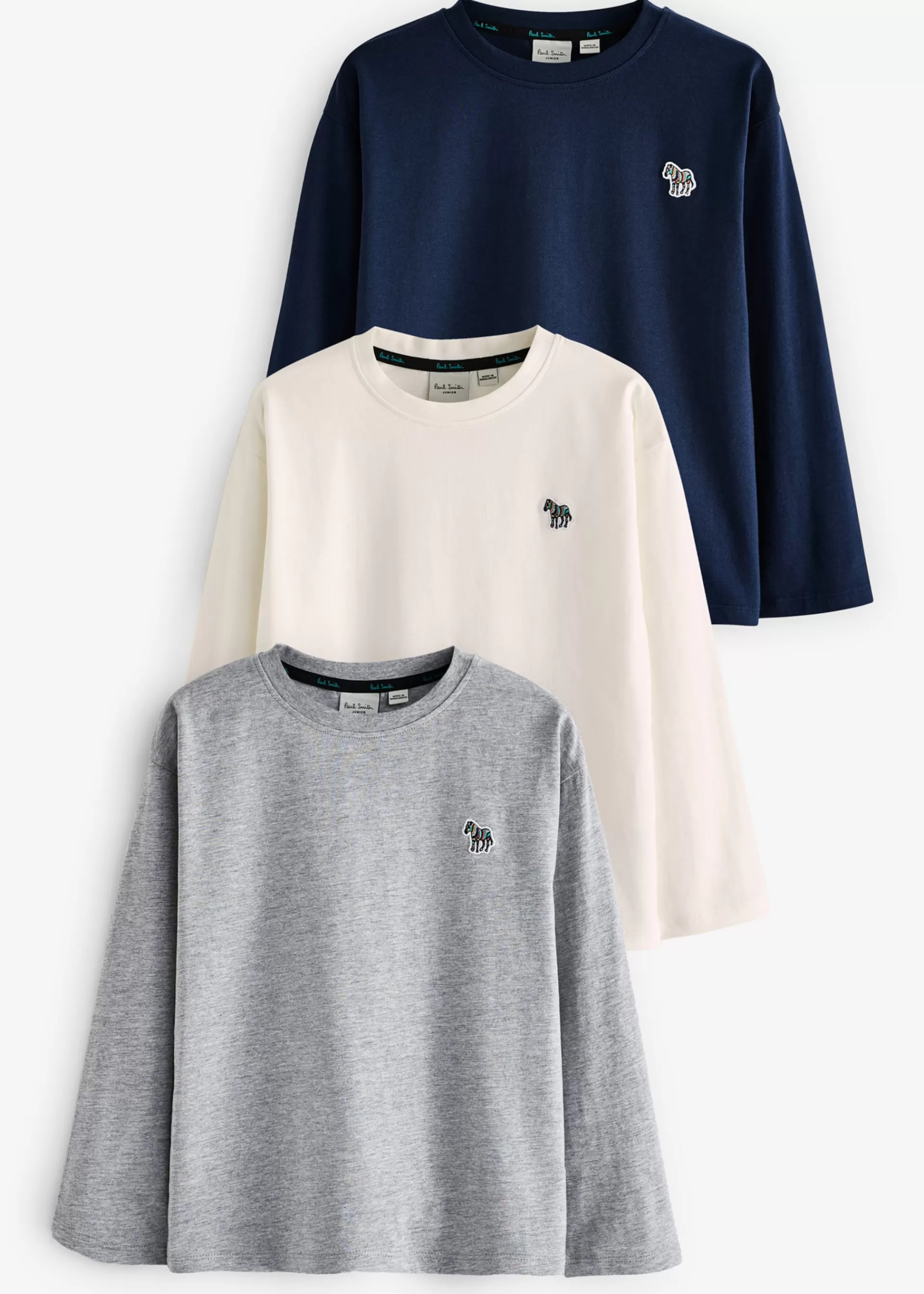 2-13 Years Navy, White & Grey Long-Sleeve T-Shirts 3 Pack>Paul Smith Best Sale