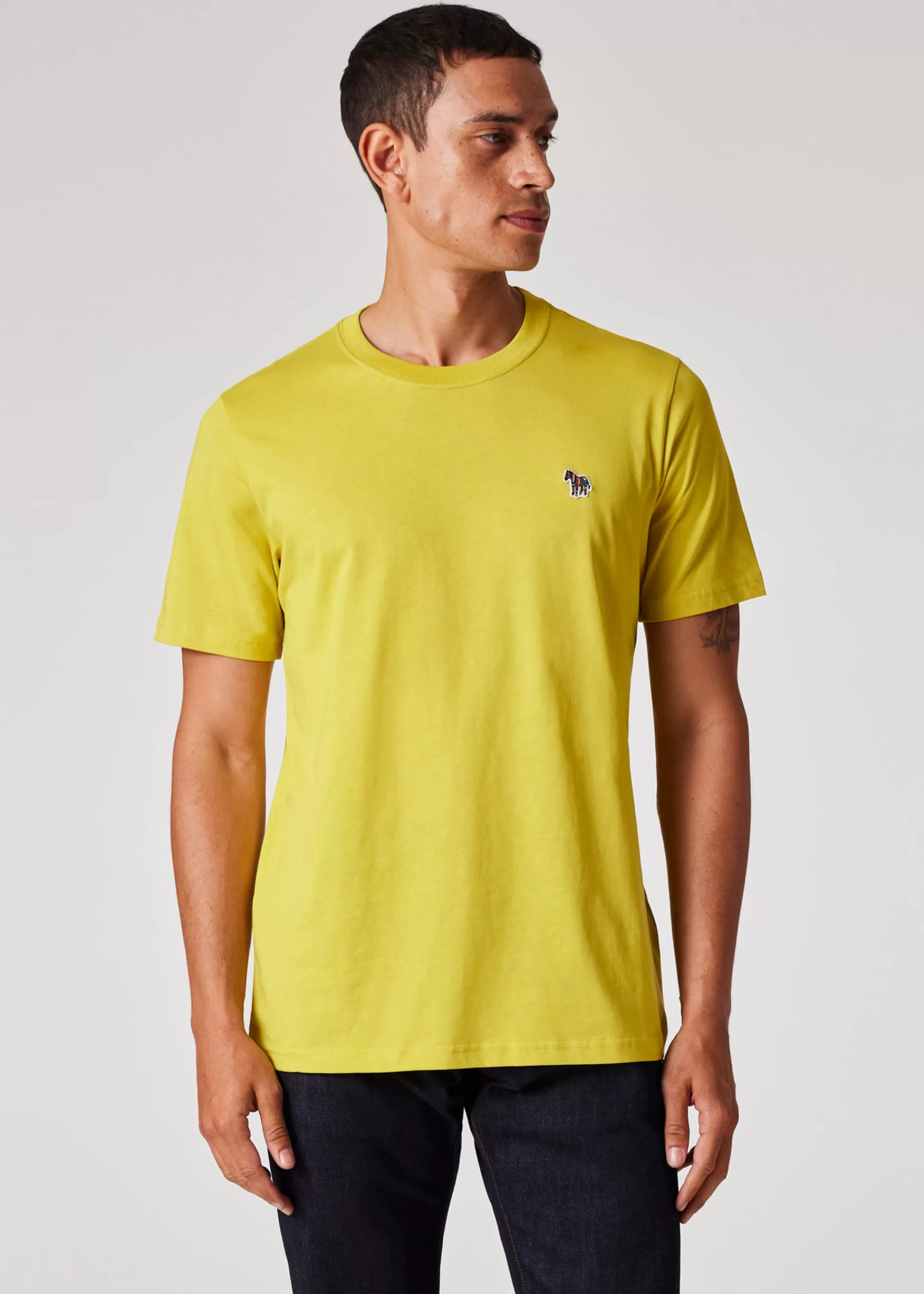 Yellow Chartreuse Organic Cotton Zebra Logo T-Shirt>Paul Smith Clearance