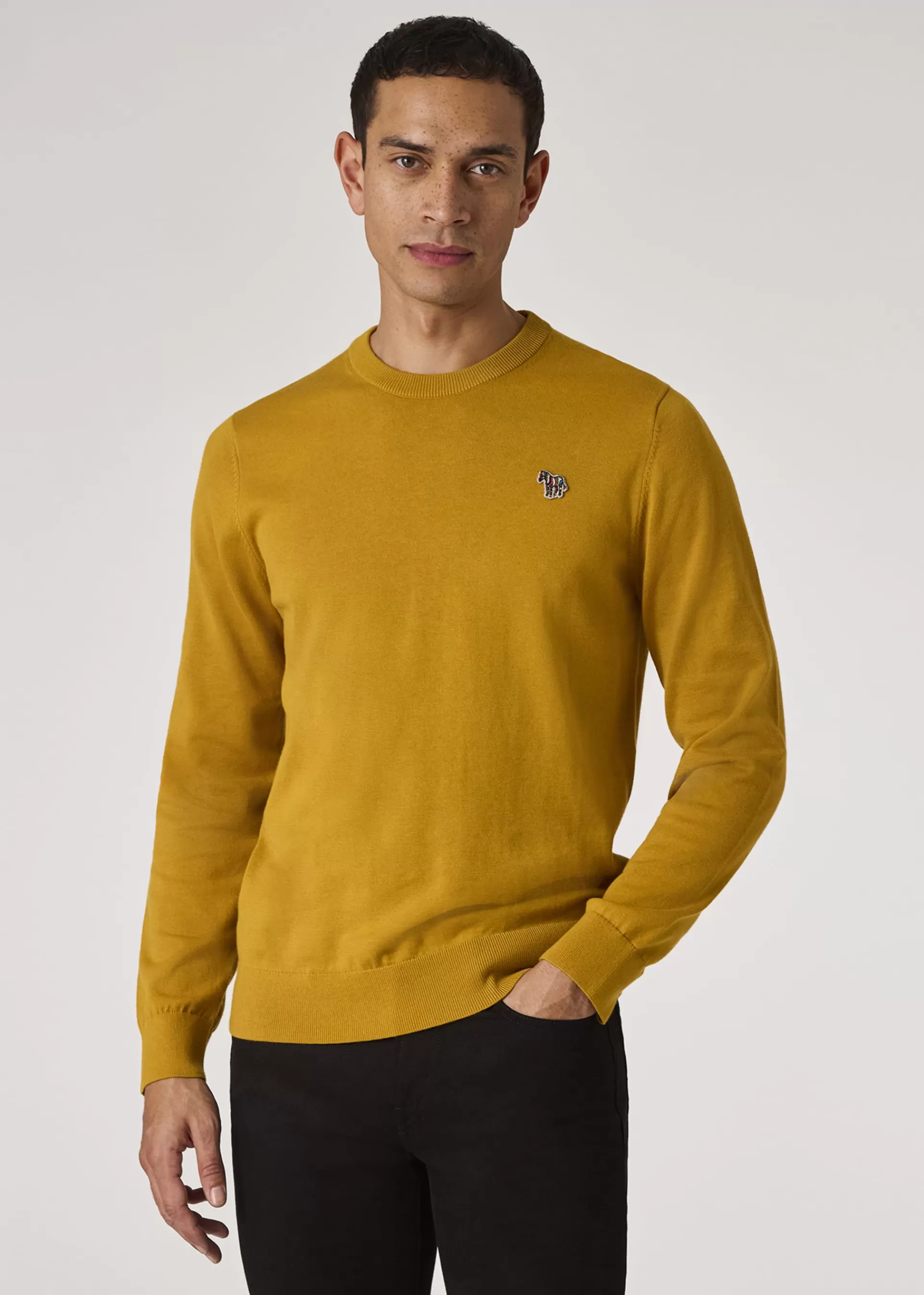 Yellow Ochre Organic Cotton Zebra Logo Sweater>Paul Smith Online