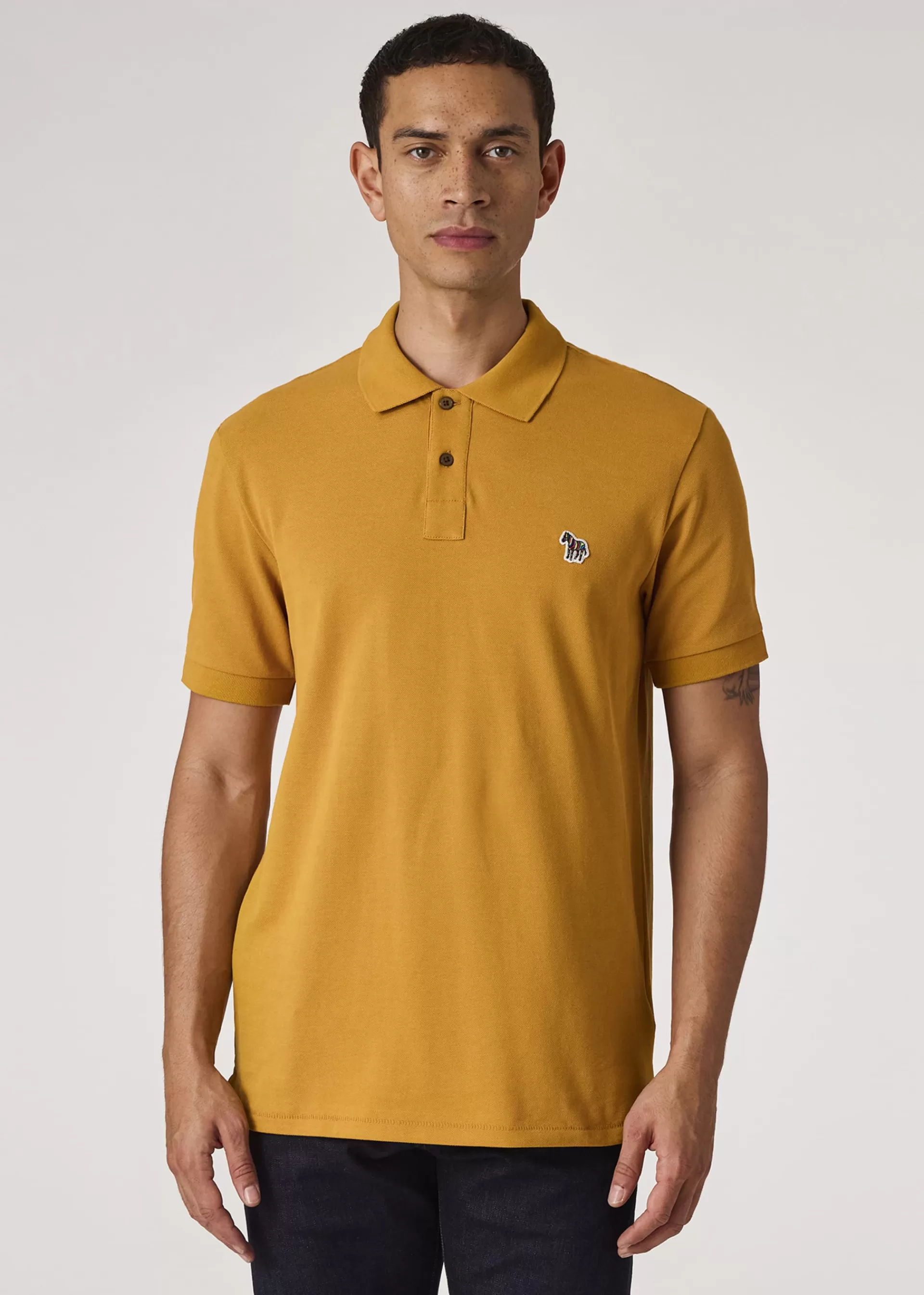 Yellow Ochre Organic Cotton Zebra Polo Shirt>Paul Smith Shop