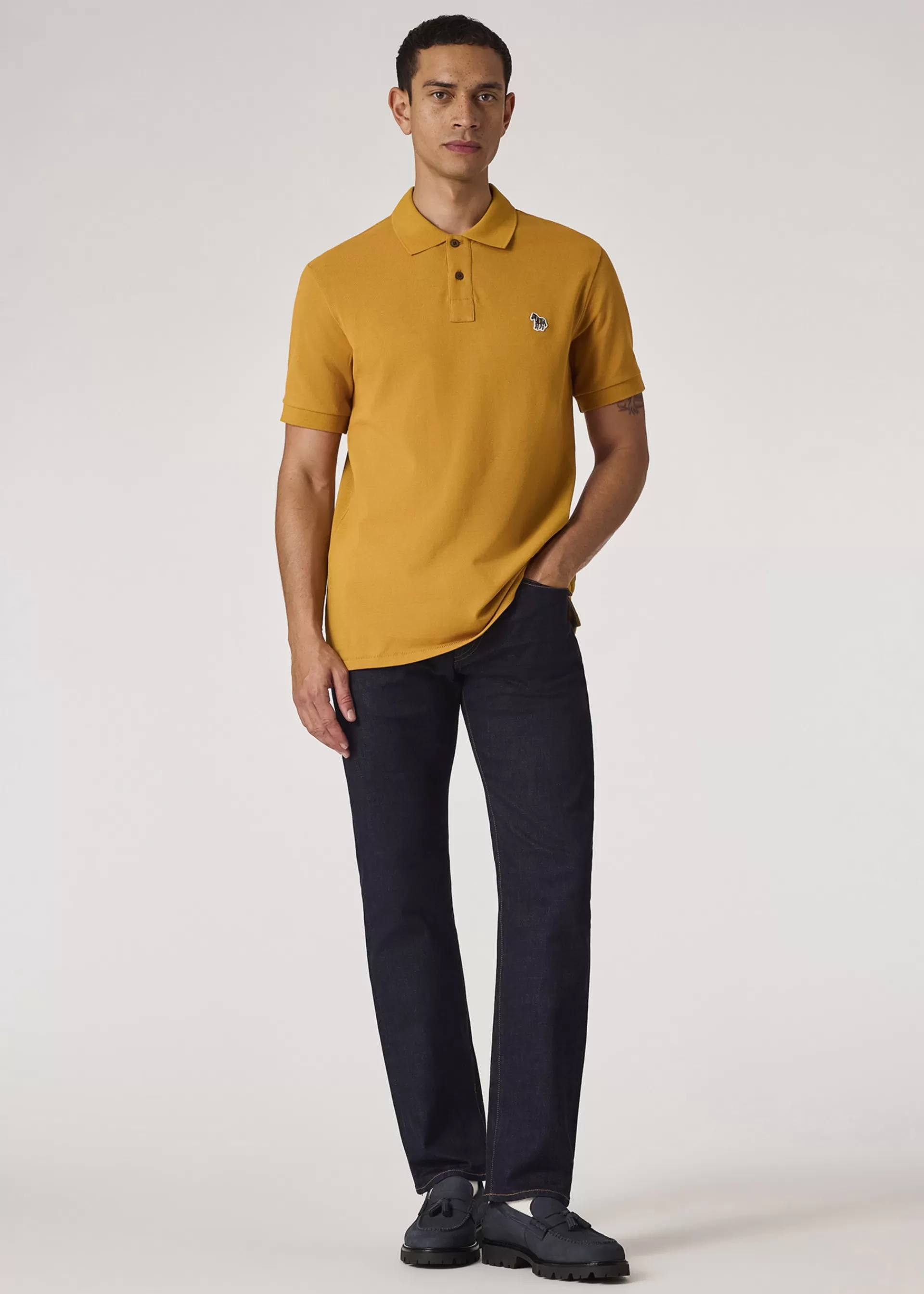 Yellow Ochre Organic Cotton Zebra Polo Shirt>Paul Smith Shop