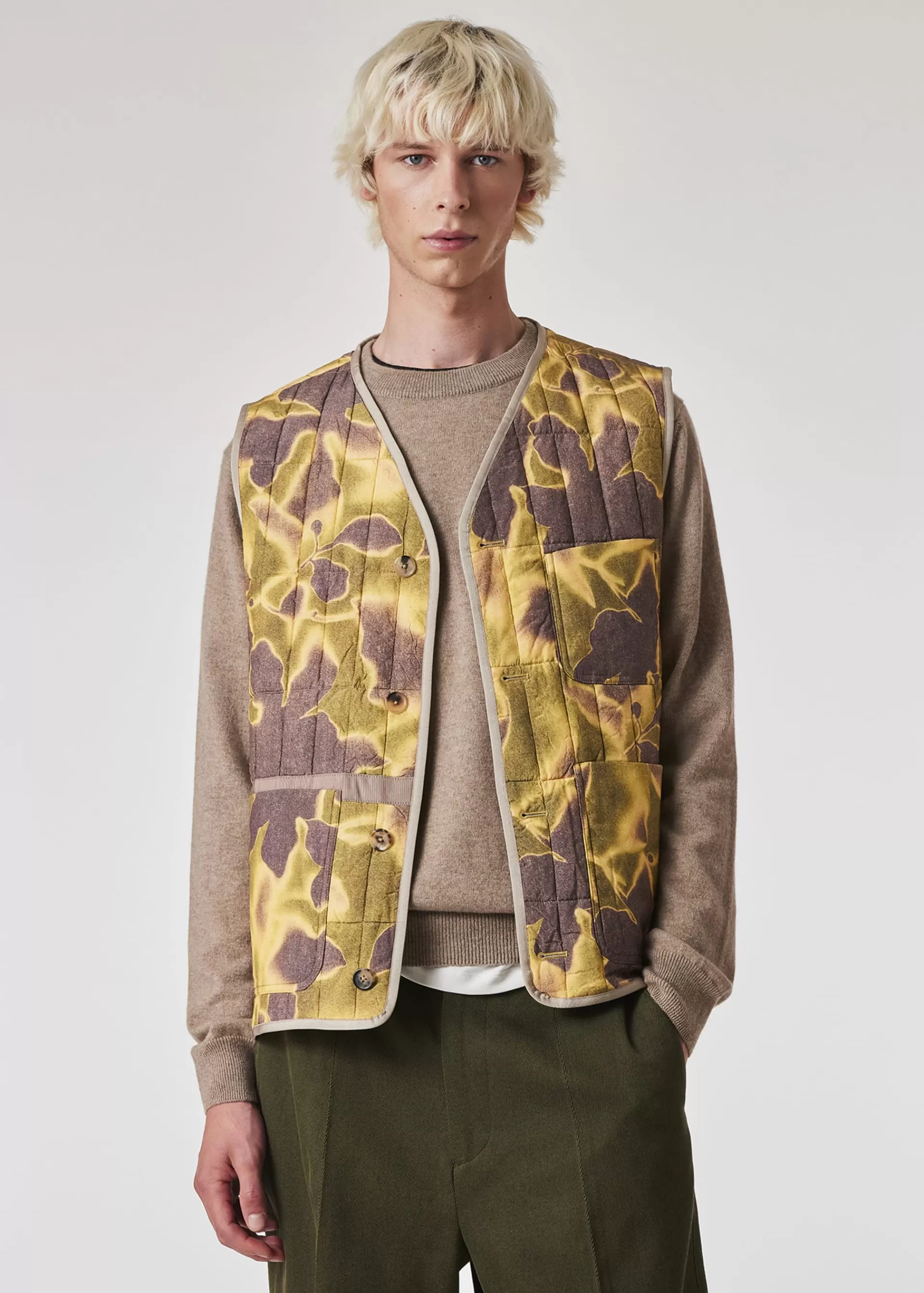 'Photogram Leaves' Print Quilted Gilet>Paul Smith Hot